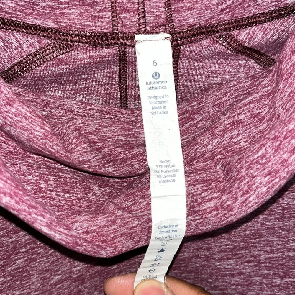 Lululemon Make A Move Long Sleeve Heathered Red Grape Rulu Size 6 - Picture 4 of 5